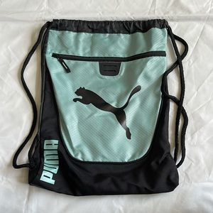 1338- Puma mint/ teal green and black drawstring backpack